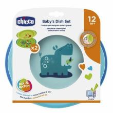 Chicco Set of plates, 2 pcs., blue, from 12m+