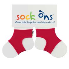 Sock Ons Covers for children's socks, Bright Red - Size 6-12m