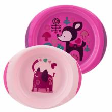 Chicco Set of plates, 2 pcs, pink, from 12m+
