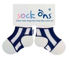 Sock Ons Covers for children's socks, Navy Stripes - Size 0-6m
