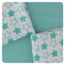 XKKO Bambusové obrúsky 30x30 - Little Stars Turquoise Mix (9ks)