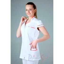 Primastyle Women's medical blouse ZLATKA with colored trim, white large. WITH