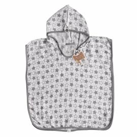 XKKO BMB Little Stars Bamboo poncho, silver, large. 2, 2-3 years