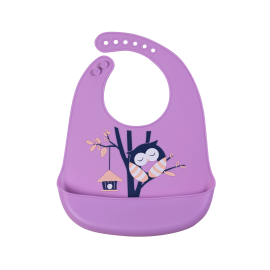 SIMED Silicone bib with pocket, owl