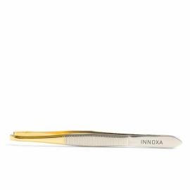 INNOXA VM-T04G, steel tweezers curved, bevelled, gold/silver, 8,9cm