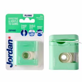 Jordan Expand Expanding dental floss with fluoride, waxed, mint, 25 m