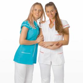 Primastyle Women's medical blouse ZLATKA with white trim, turquoise size. M