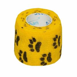 StokBan Self-adhesive bandage 5x450cm, yellow with paws