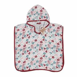 XKKO BMB Flowers&Birds Girls, Bamboo poncho, size 2, 2-3 years