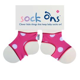 Sock Ons Covers for children's socks, Pink Spots - Size 6-12m
