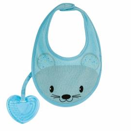 Chicco Bib with teether, blue, from 4m+