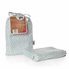 XKKO BMB swaddle - towel, 120x120 - Scandinavian Baby Mint Chevron