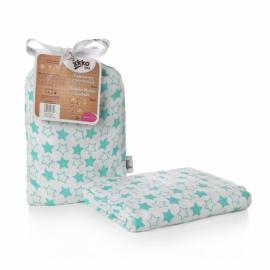 XKKO BMB wrap - towel, 120x120 - Little Stars Turquoise