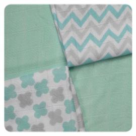 XKKO Bambusové obrúsky 30x30  Scandinavian Baby Mint MIX (9ks)