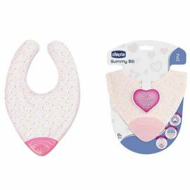 Chicco Bib with teether 2 in 1, pink, from 2m+