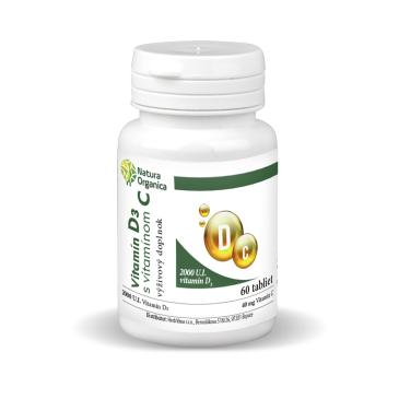 Natura organica Vitamín D3 2000 UI s vitamínom C 60 tbl