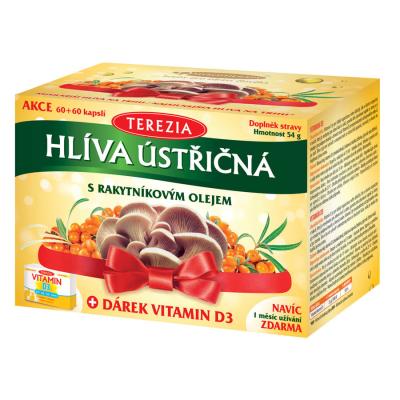 TEREZIA Oyster mushroom with sea buckthorn oil 120 cps + GIFT TEREZIA Vitamin D3 1000 IU 30 tob