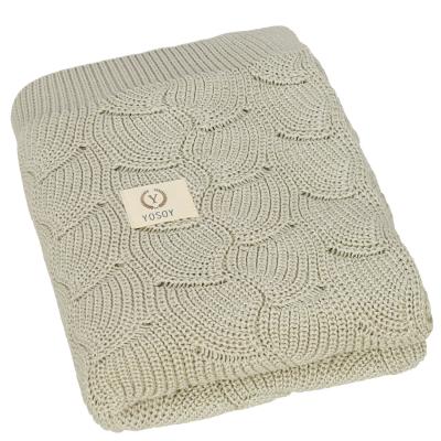 YOSOY Waves Children's blanket made of 100% organic cotton, 100x80 cm, Light Olive