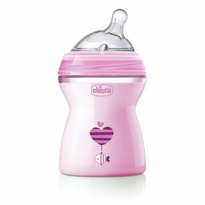 Chicco Natural Feeling detská dojčenská fľaša ružová 250ml, od 2m+