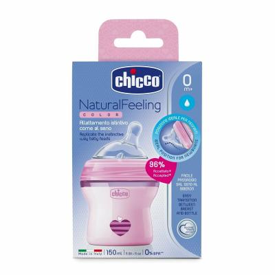 Chicco Natural Feeling detská dojčenská fľaša ružová 150ml, od 0m+