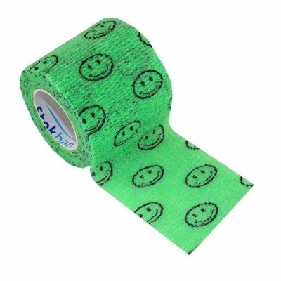 StokBan Self-adhesive bandage 5x450cm, green with emoji