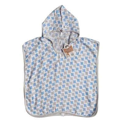 XKKO BMB Scandinavian Cross Bamboo poncho, baby blue, size 1, 1-2 years