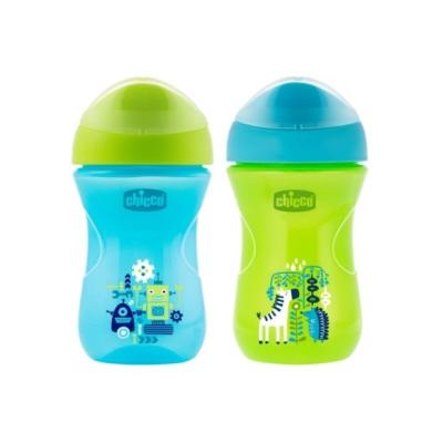 Chicco Non-spill cup with hard mouthpiece from 12m, 266ml, blue, green