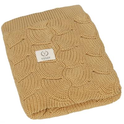 YOSOY WAVES Children's blanket made of 100% organic cotton, 100x80 cm, Toffee