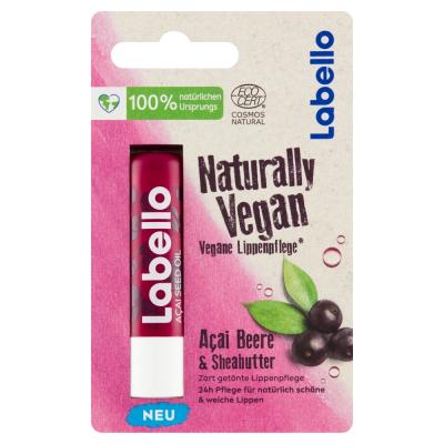Labello Naturally Vegan Açai Beere & Sheabutter Lip Balm, 4,8 g
