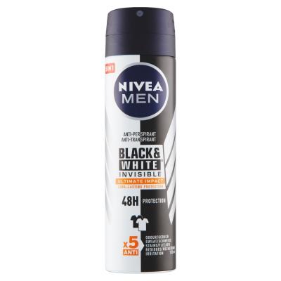 NIVEA Men Black &amp; White Invisible Ultimate Impact Sprej antiperspirant, 150 ml
