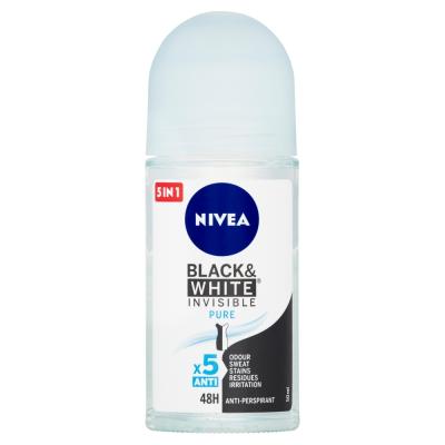 NIVEA Black &amp; White Invisible Pure Guľôčkový antiperspirant, 50 ml