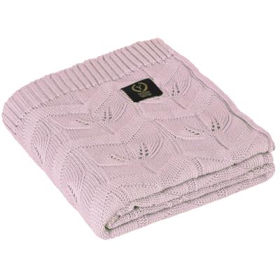 YOSOY LEAVES Children's blanket made of bamboo 50% and cotton 50%, 95x85 cm, light pink