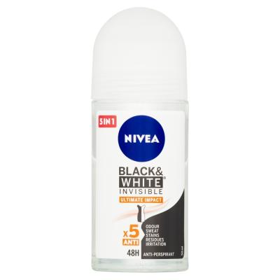 NIVEA Black & White Invisible Ultimate Impact Ball antiperspirant, 50 ml