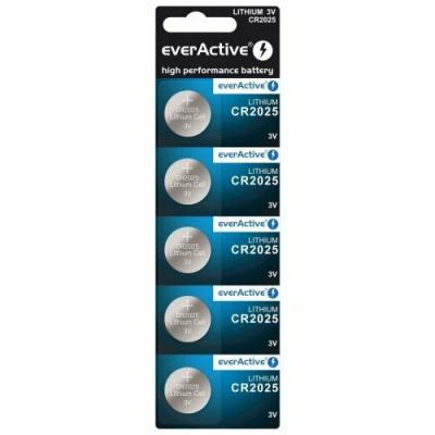 everActive CR2025, Button alkaline lithium batteries 3V, 5 pcs