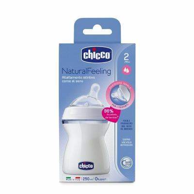 Chicco Natural Feeling detská dojčenská fľaša biela 250ml, od 2m+