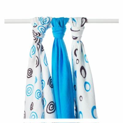 XKKO BMB Bamboo diaper Spirals&Bubbles 70x70 - Cyan MIX (3 pcs)