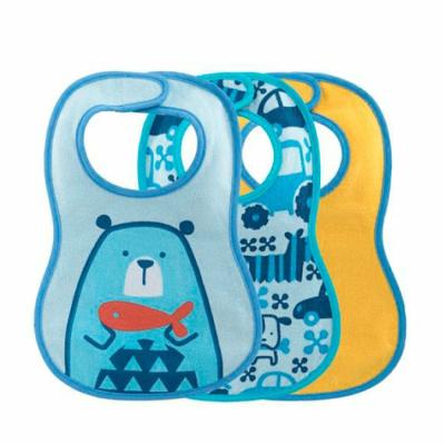 Chicco Bib waterproof, 3 pcs, blue, 6m+