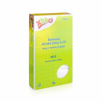 XKKO LUX high-gram cotton diapers 80x80 white - 10 pcs