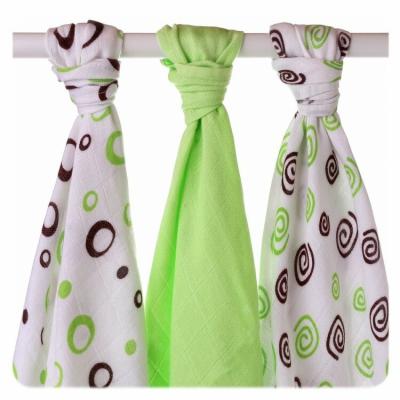 XKKO BMB Bamboo diaper Spirals&Bubbles 70x70 - Lime MIX (3 pcs)