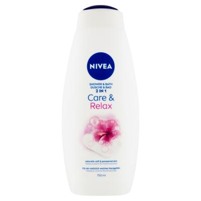 NIVEA Care &amp; Relax Sprchovací gél a pena do kúpeľa 2v1, 750 ml