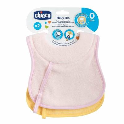 Chicco podbradník so šnúrkou na cumlík, 2ks, ružový/žltý,  0m+