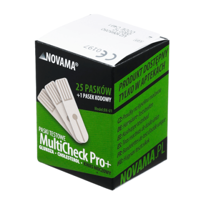 NOVAMA MULTICHECK PRO +, Testovacie prúžky na kyselinu močovú, 25ks