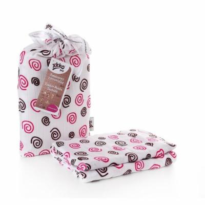 XKKO BMB swaddle - towel, 120x120 - Magenta Spirals