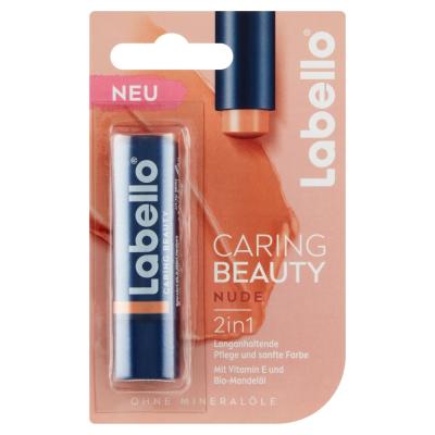 Labello Caring Beauty Nude colored lip balm, 4,8 g