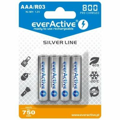 everActive SILVER LINE R03 / AAA, Rechargeable Ni-MH 800 mAh batteries, 4 pcs
