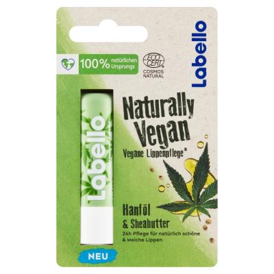 Labello Naturally Vegan Hanföl &amp; Sheabutter Balzam na pery, 4,8 g