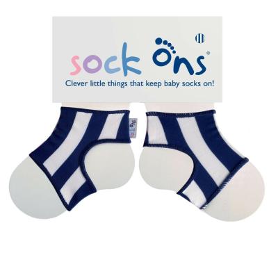 Sock Ons Covers for children's socks, Navy Stripes - Size 0-6m