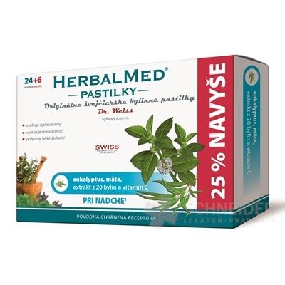 Herbalmed pastilky - eukalyptus, mäta, 20 bylín, vit. C 24+6 past.